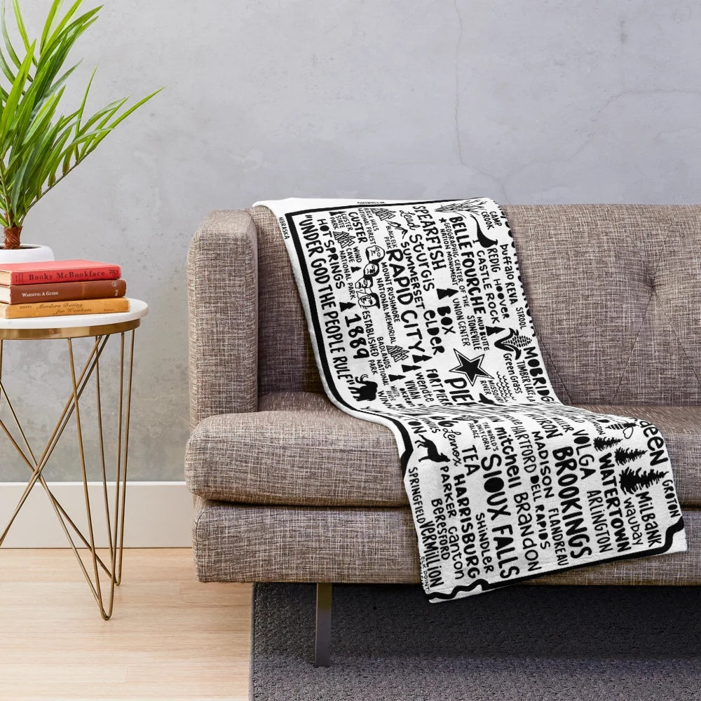 South Dakota map design plush blanket