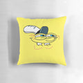 Spongebob-themed pillow with a smirk face design
