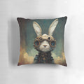 Steampunk-inspired rabbit pillow with gears and mechanical details