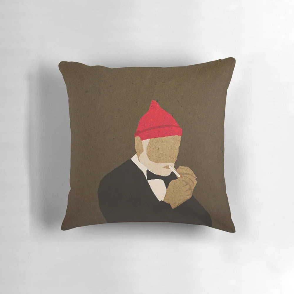 The Life Aquatic with Steve Zissou" movie-themed throw pillow featuring the iconic oceanographic vessel from the classic Wes Anderson film