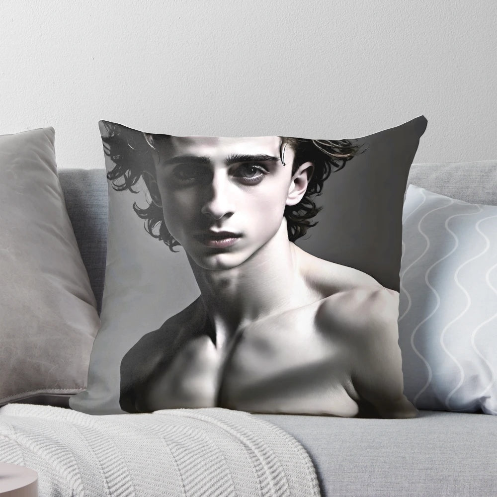 Timothée Chalamet Pillow with Artistic Illustrations and Quotes