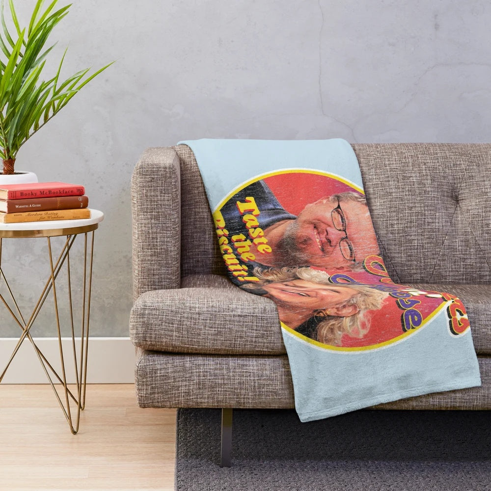 Toasters 'n' Moose inspired plush blanket with retro, humorous design