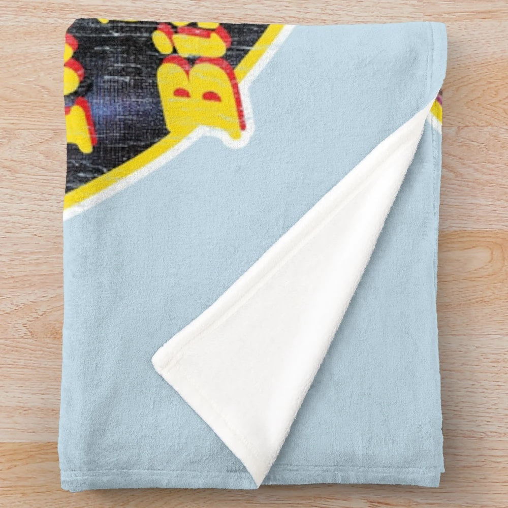 Toasters 'n' Moose inspired plush blanket with retro, humorous design