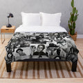 Tom Waits inspired plush blanket with photo collage design