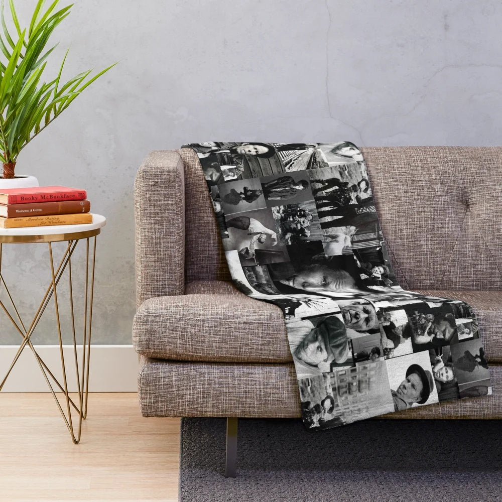 Tom Waits inspired plush blanket with photo collage design