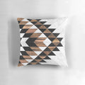 Decorative tribal patterned pillow with concrete and wood elements