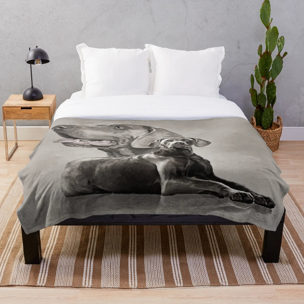 Weimaraner dogs collage plush blanket