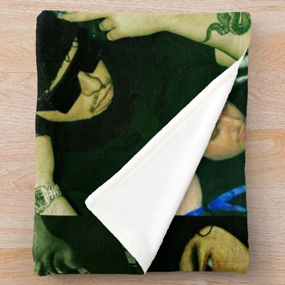 Yeat-themed plush blanket featuring a collage design