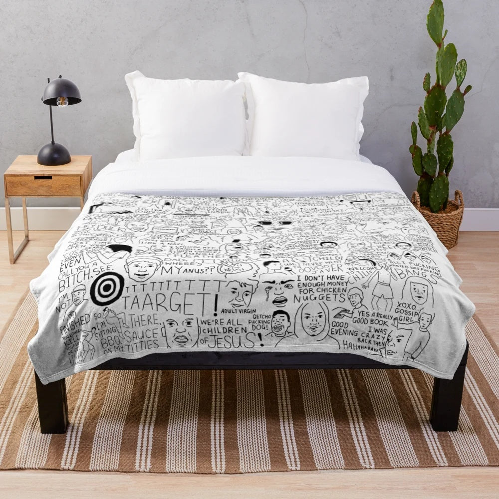 Plush blanket featuring a vine compilation-inspired original art design