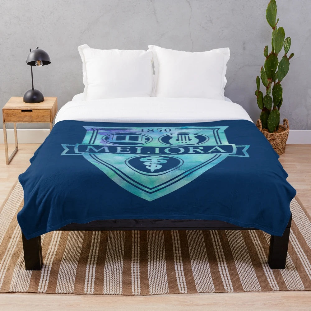 University of Rochester Meliora Blue Watercolor Plush Blanket