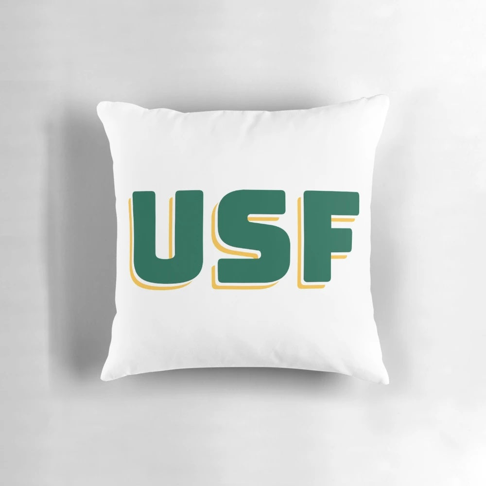 Soft, plush pillow featuring the University of San Francisco Dons logo and mascot