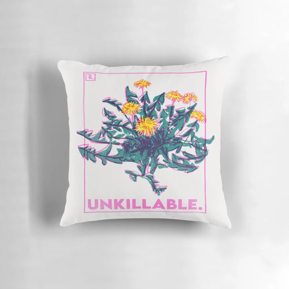 Unkillable botanical pillow with a resilient, nature-inspired design.
