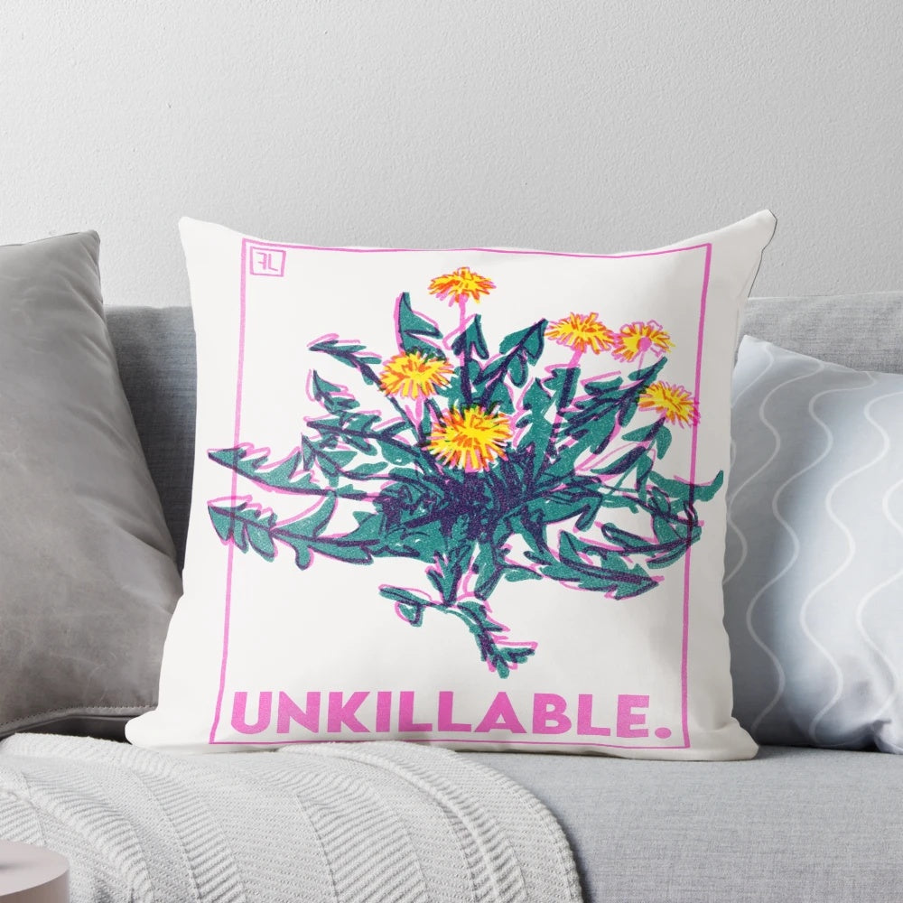 Unkillable botanical pillow with a resilient, nature-inspired design.