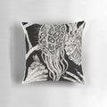 Amygdala-shaped pillow with a horror-inspired design