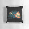 Close-up of the "KILL IT WITH FIRE" pillow featuring a design inspired by the cult classic movie "The Thing" by John Carpenter.