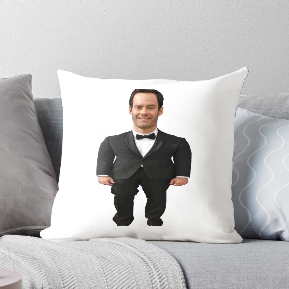 Pillow featuring a cursed image of Bill Hader, known for his roles in IT: Chapter 2, Barry, and as the iconic Stefon on SNL