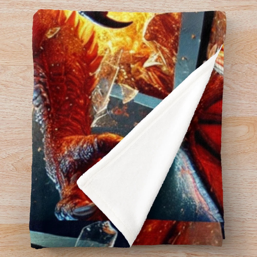 Stunning 3D dragon plush blanket with fiery escape design