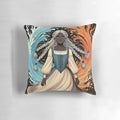 A fantasy-inspired pillow featuring a child with magical elemental powers, surrounded by stars and cosmic elements.