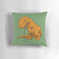 Foiled Again Pillow featuring a playful t-rex with tiny arms, perfect for dino-themed kids' decor and exercise.
