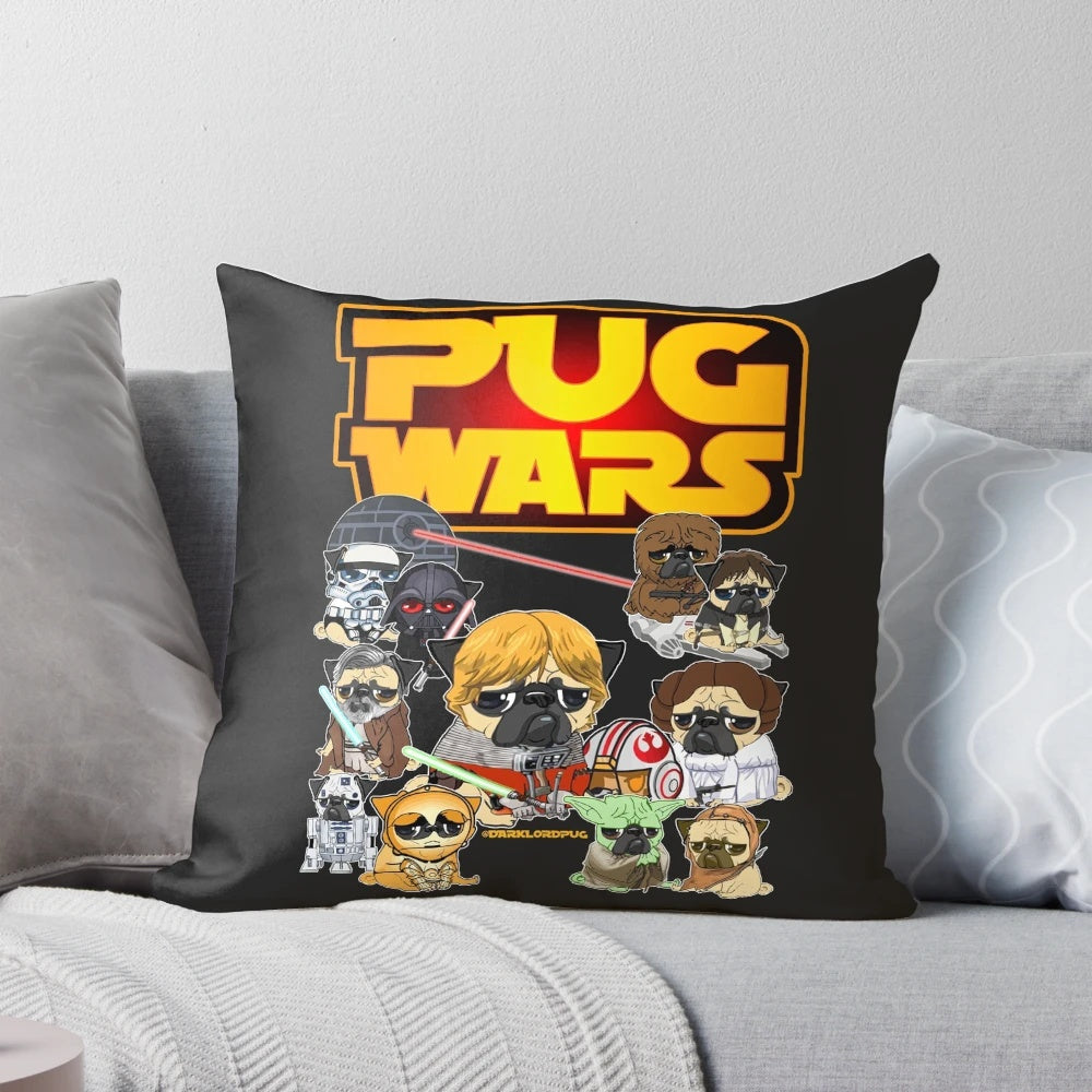 Pug Wars Pillow featuring a dark lord pug