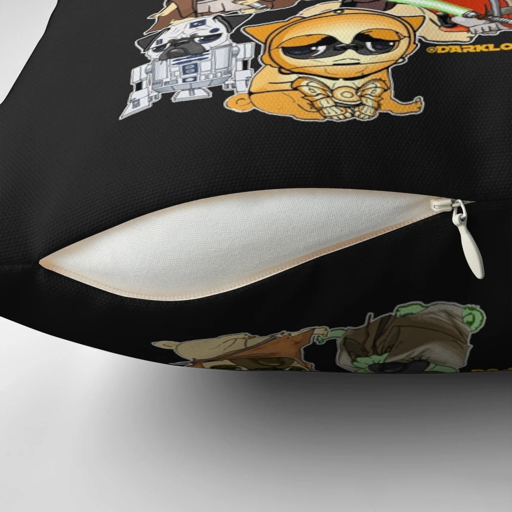 Pug Wars Pillow featuring a dark lord pug