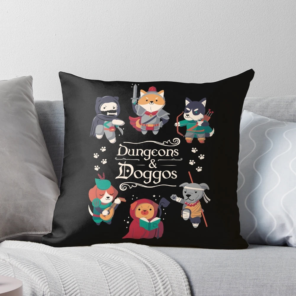 Dungeons and Doggos Pillow - Cozy Companion for Your RPG Adventures