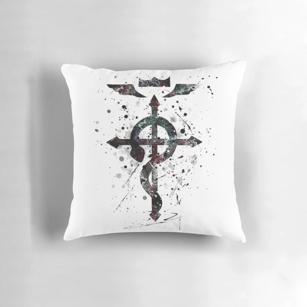 Fullmetal Alchemist Fusion Pillow featuring iconic characters and alchemical symbols