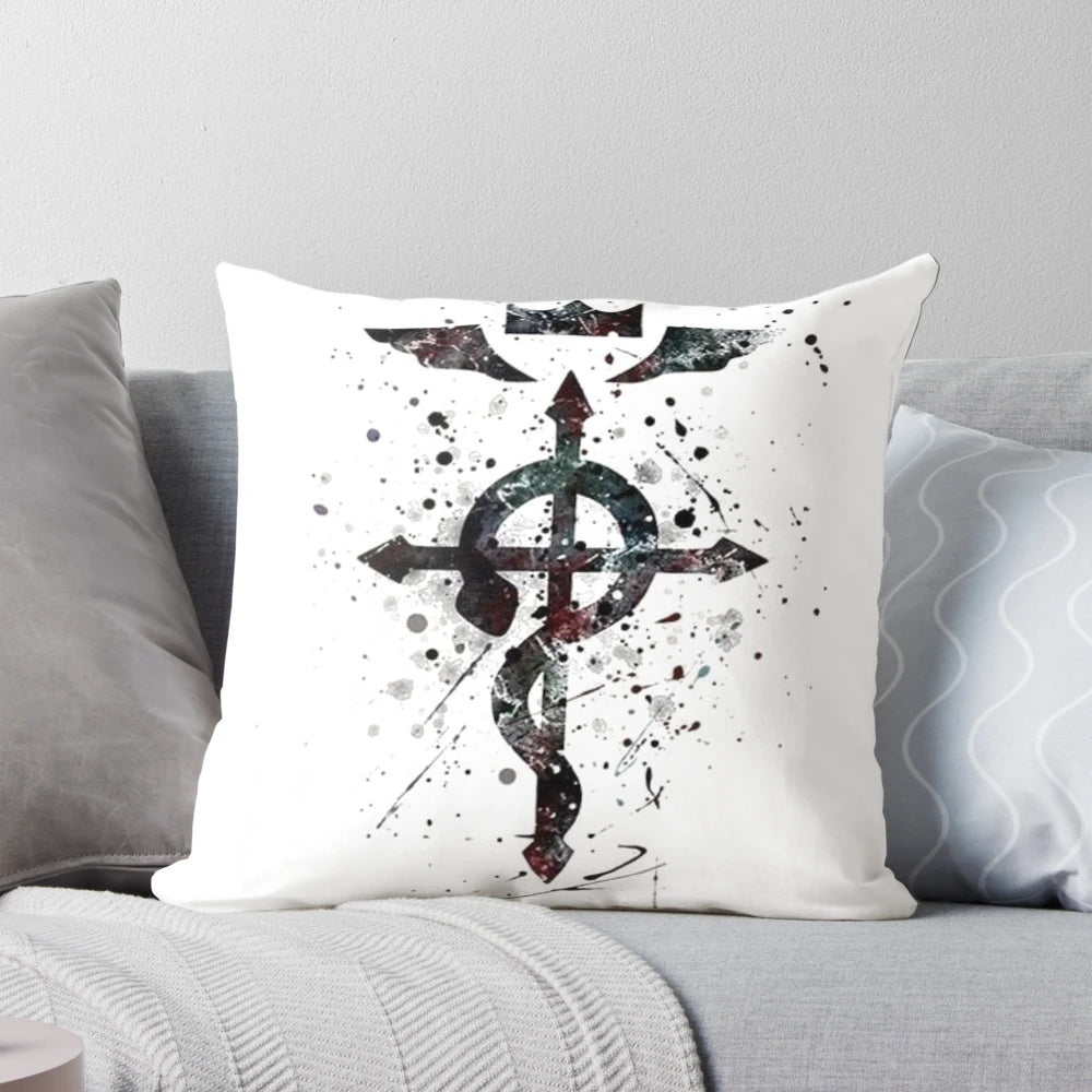Fullmetal Alchemist Fusion Pillow featuring iconic characters and alchemical symbols