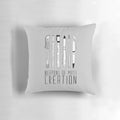Weapons of Mass Creation Pillow, featuring a vibrant design of art supplies and tools for creative expression.