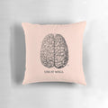 Brain-shaped pillow with intricate engraving, designed to stimulate the mind.