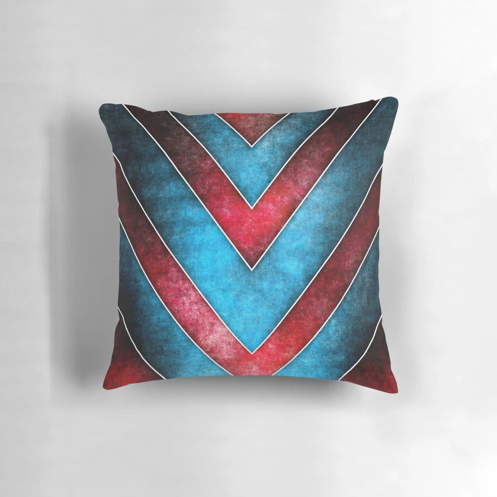 Vibrant power shield mandala pillow with cosmic sacred geometry design