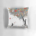 A vibrant street art inspired pillow featuring bold brushstrokes and contemporary design.