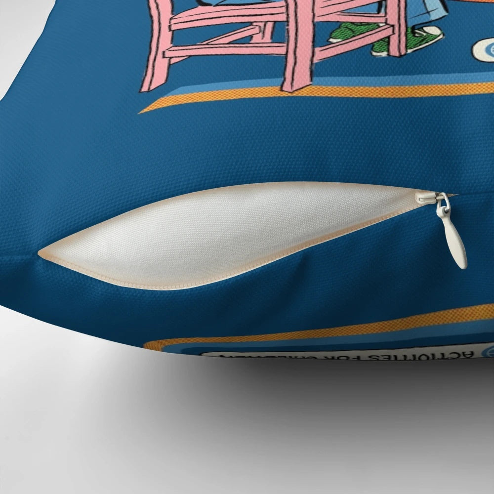Retro-inspired pillow design featuring a creepy clown image for expressing your feelings