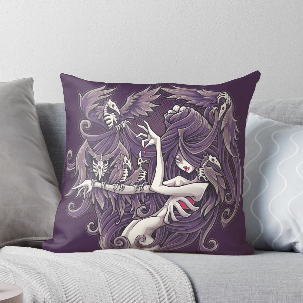 Ravenous Raven Pillow - Embrace Your Empowered Gothic Aesthetic