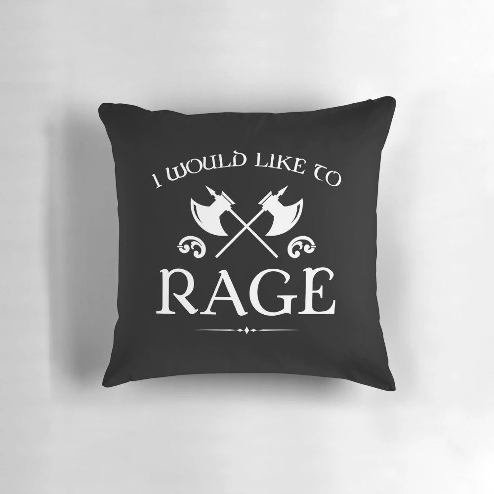 A plush Dungeons & Dragons-inspired pillow featuring a barbarian character in a fierce "rage" pose.