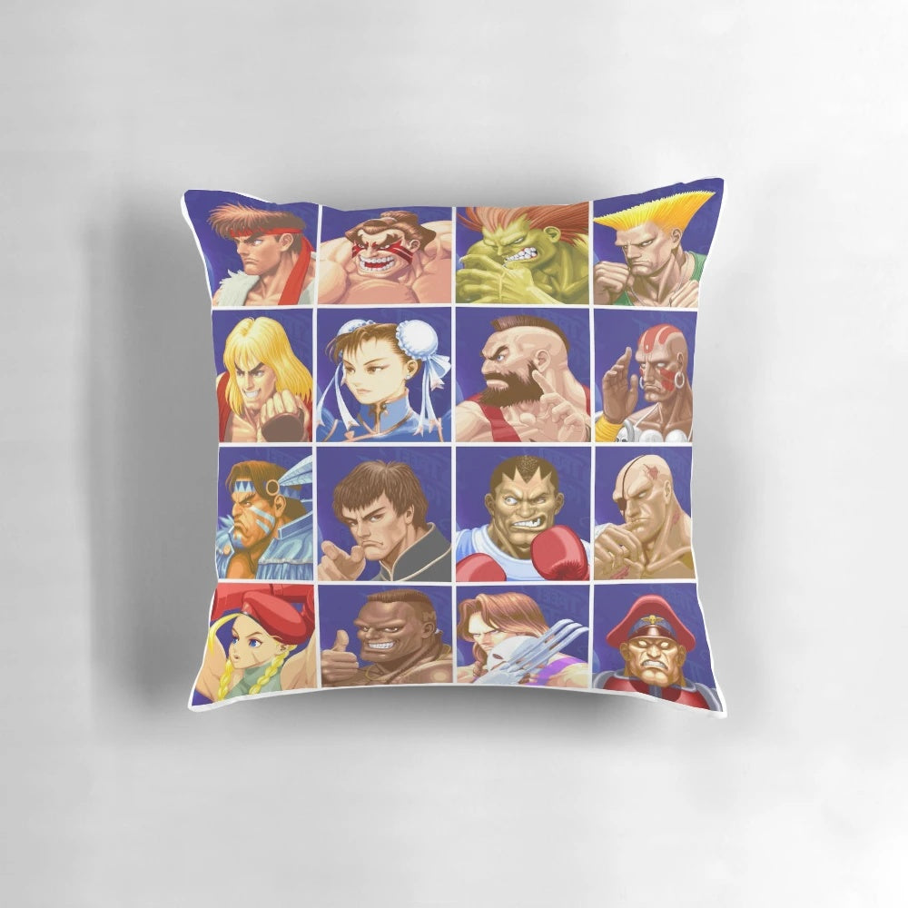 Street Fighter II Select Character Pillow featuring iconic video game characters