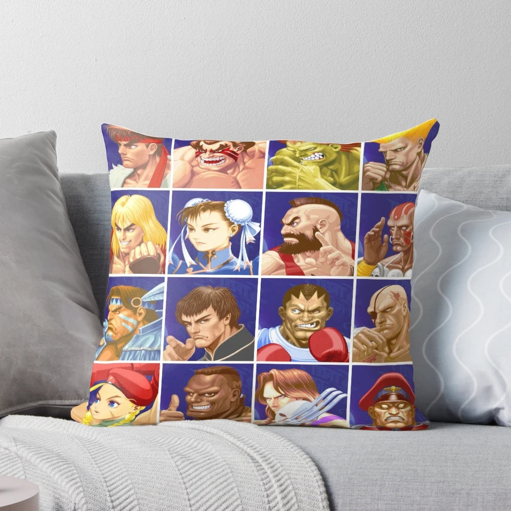 Street Fighter II Select Character Pillow featuring iconic video game characters