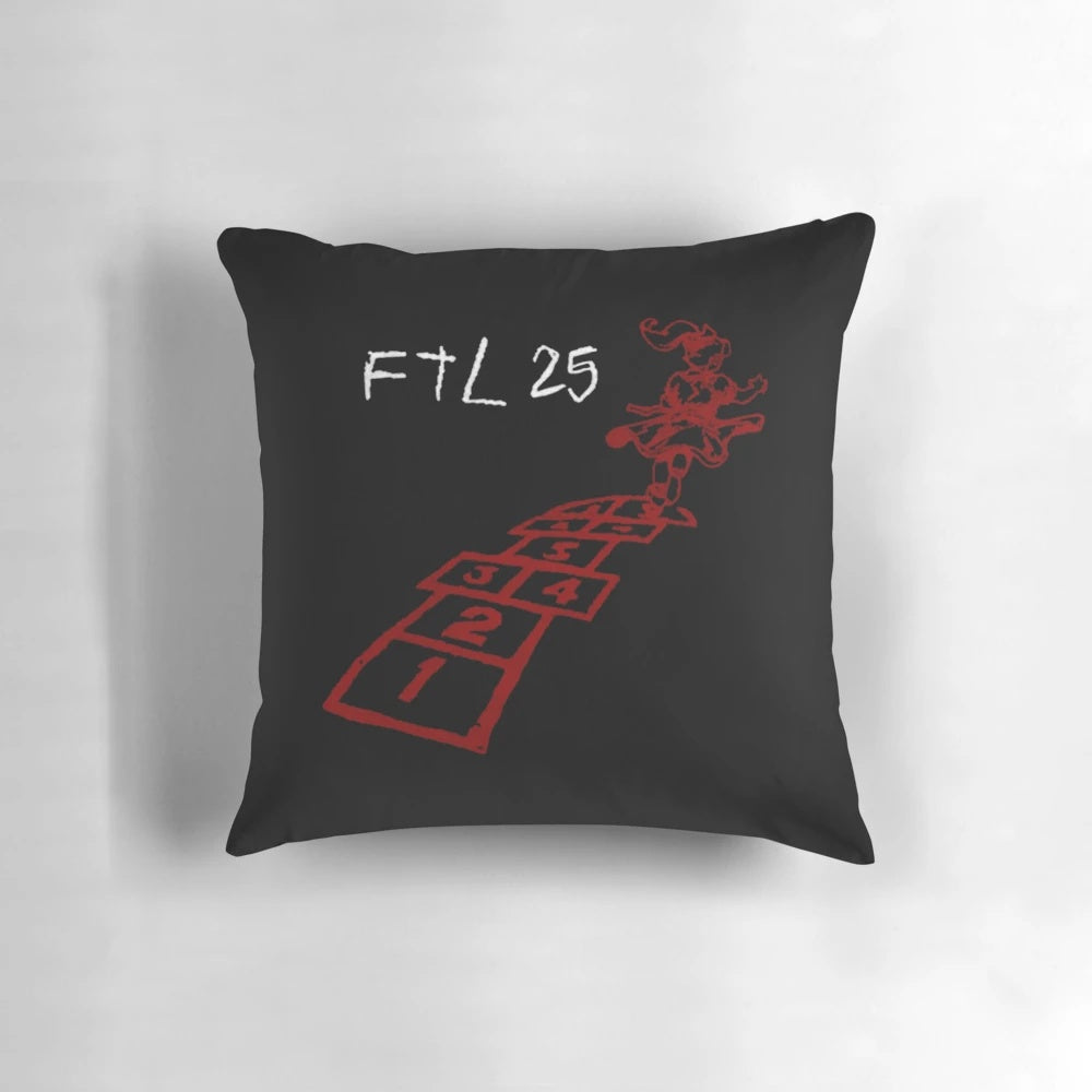 Korn-inspired pillow featuring abstract art and band imagery