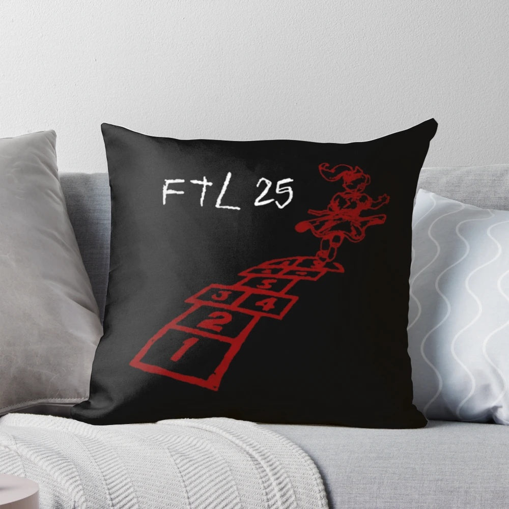 Korn-inspired pillow featuring abstract art and band imagery