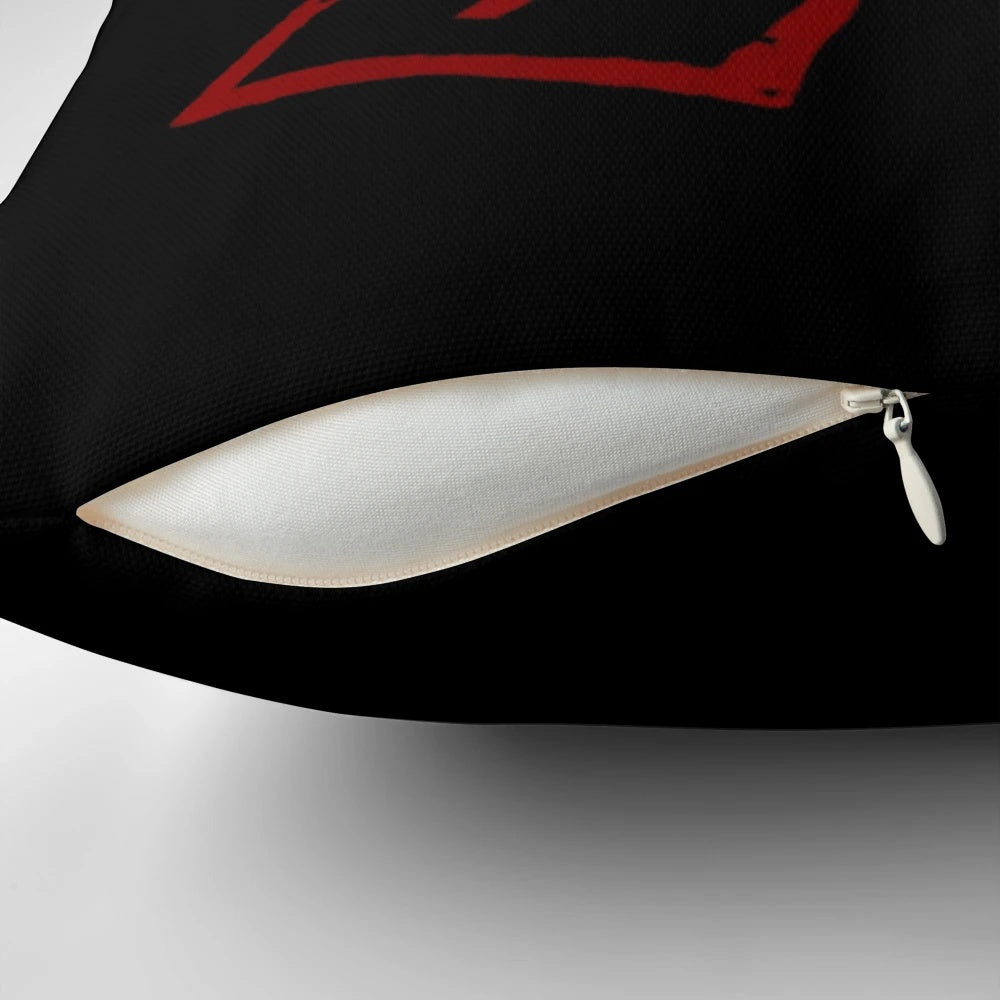 Korn-inspired pillow featuring abstract art and band imagery