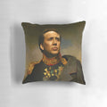 A plush pillow featuring the iconic face of actor Nicolas Cage
