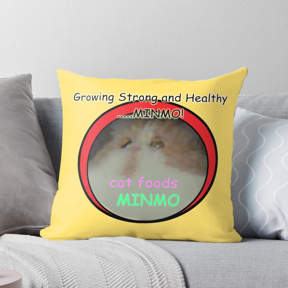 A decorative pillow featuring a minimalistic MINMO cat, a nod to the Silent Hill 3 video game franchise.