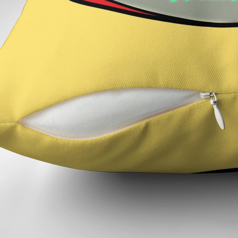 A decorative pillow featuring a minimalistic MINMO cat, a nod to the Silent Hill 3 video game franchise.