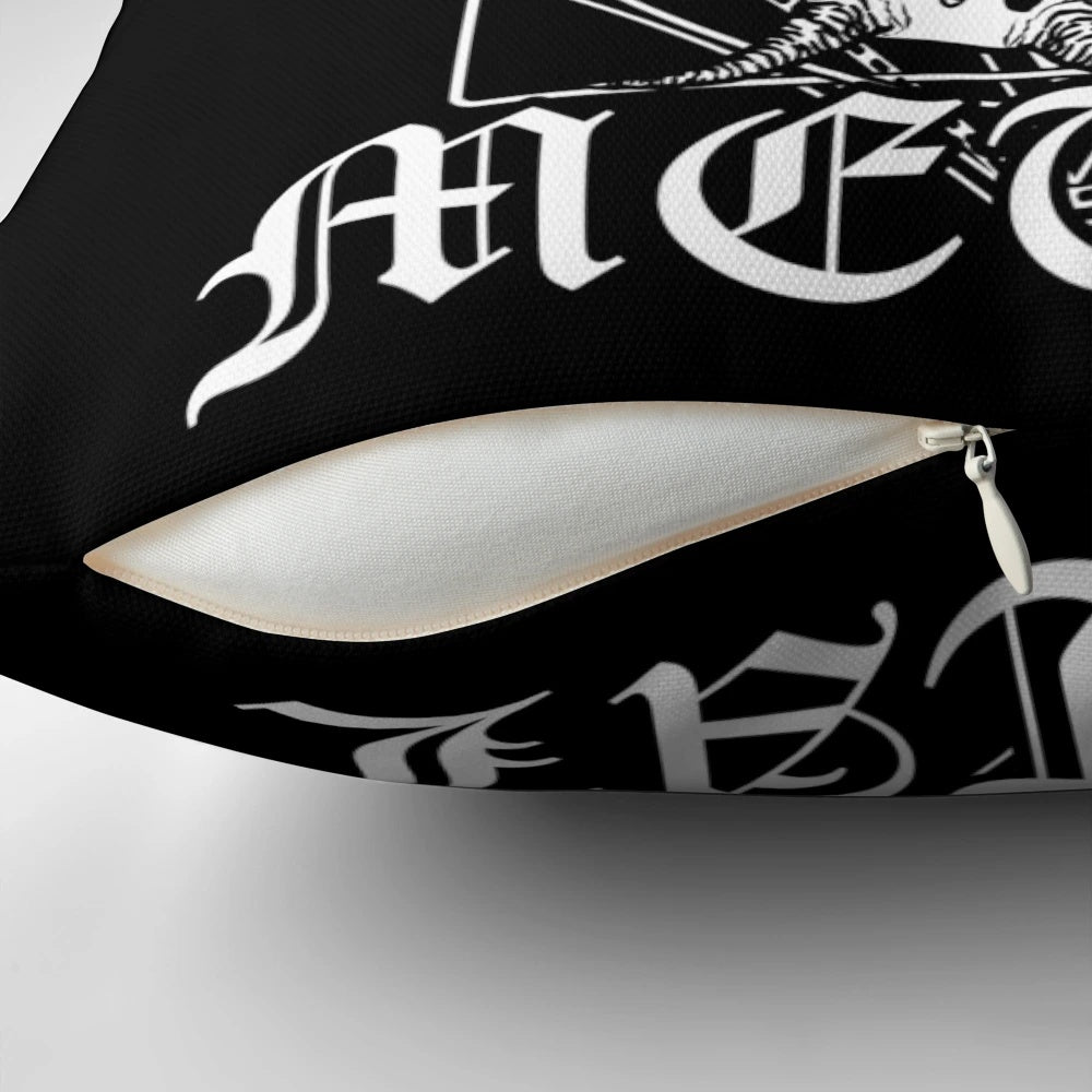 FACEBONES "Make Everything Metal" Pillow, featuring a detailed skull and horns design for a bold, metal-inspired home decor piece.
