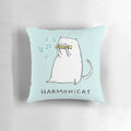 Harmonicat Pillow featuring a cute cat playing a harmonica, perfect for music lovers and pet owners