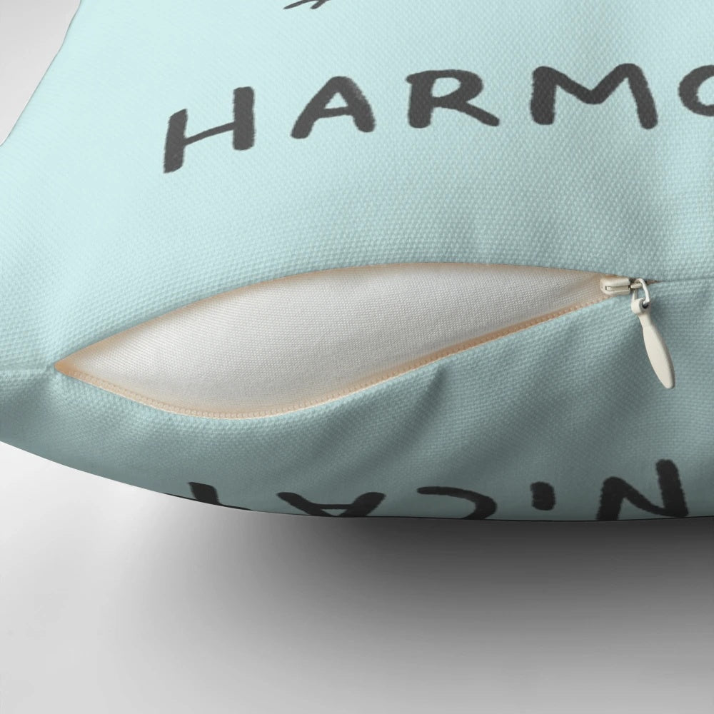 Harmonicat Pillow featuring a cute cat playing a harmonica, perfect for music lovers and pet owners
