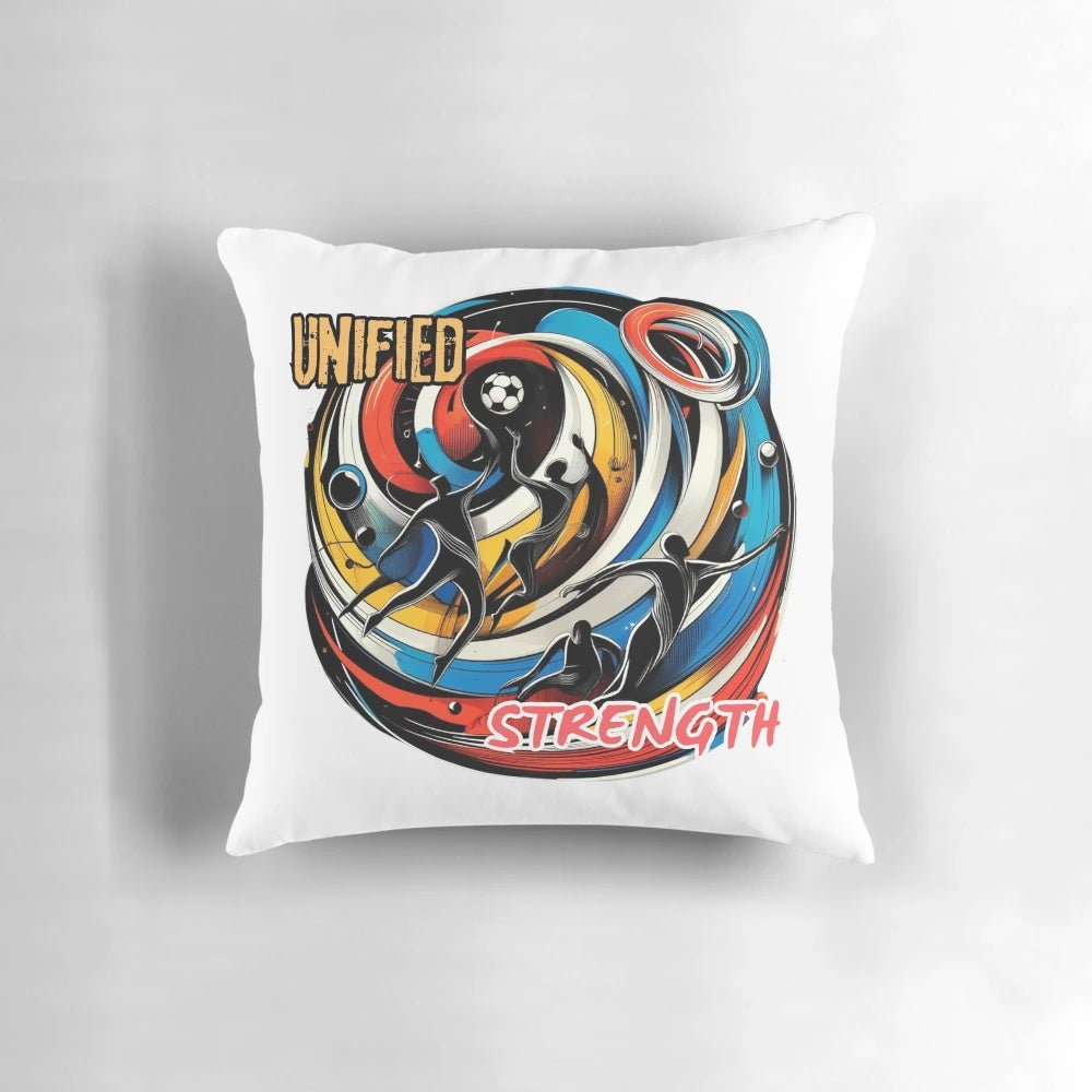 An empowerment pillow with a glowing sunburst design, symbolizing unity, strength, and determination.