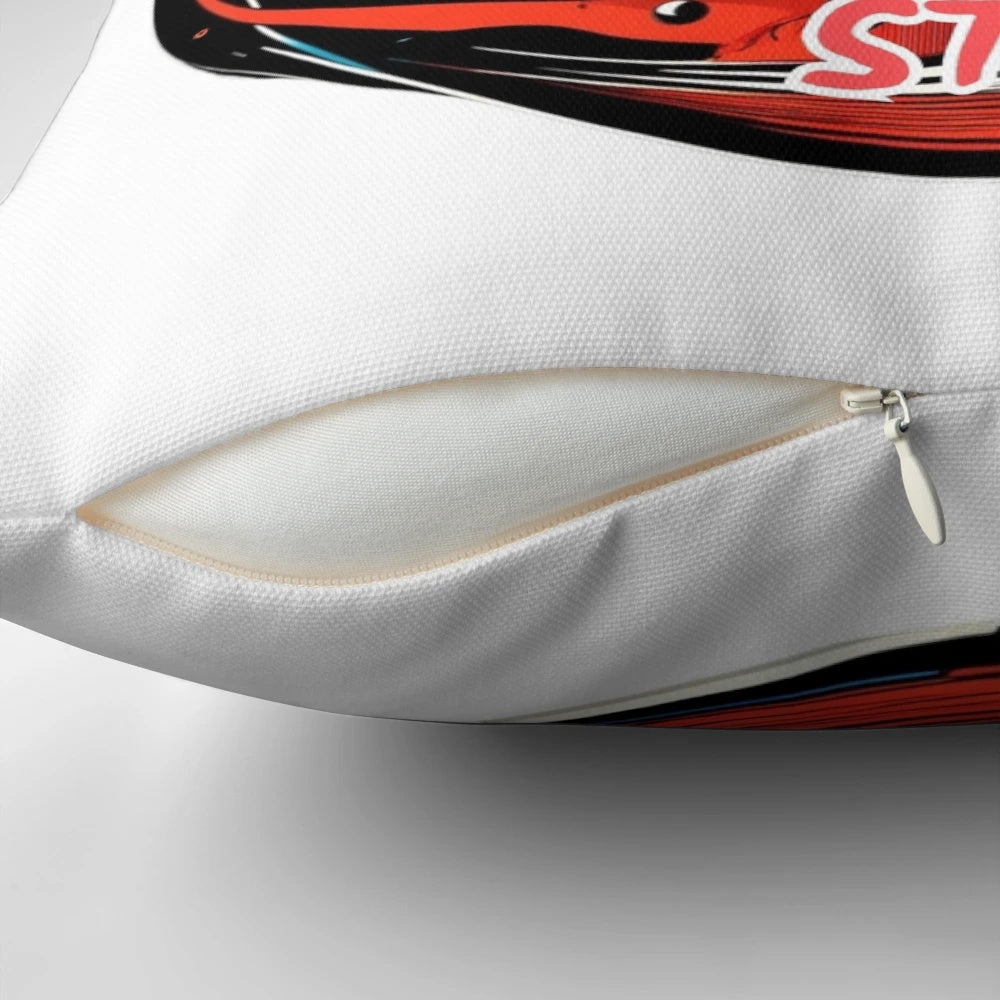 An empowerment pillow with a glowing sunburst design, symbolizing unity, strength, and determination.
