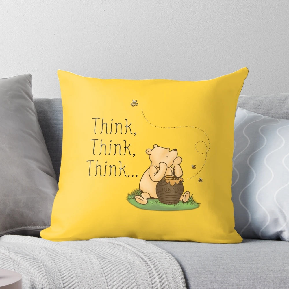 Winnie the Pooh and friends on a soft, cozy pillow that inspires deep thinking.