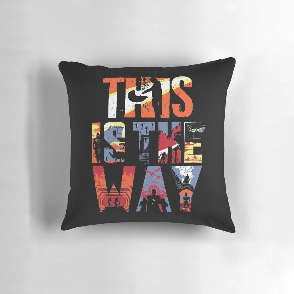Mandalorian-themed Pillow with Characters and Spaceships